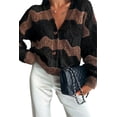 thumbnail image 1 of SHEWIN Womens Sweaters Striped Color Block Chunky Cardigans Button Down Long Sleeve V Neck Loose Knit Fall Sweater Coats Fashion, 1 of 9