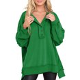 thumbnail image 1 of SHEWIN Womens Sweatshirts Oversized Pullover Tops Casual Long Sleeve Button Henley Neck Sweatshirts for Women Light Patchwork Shirts, 1 of 4