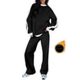 thumbnail image 1 of SHEWIN Womens Sweatsuits 2 Piece Set Fleece Lined Outfits Crew Neck Colorblock Long Sleeve Sweatshirt Jogger Pants Tracksuit Set with Pockets, 1 of 9