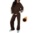 thumbnail image 1 of SHEWIN Womens Sweatsuits 2 Piece Set Fleece Lined Outfits Crew Neck Colorblock Long Sleeve Sweatshirt Jogger Pants Tracksuit Set with Pockets, 1 of 9