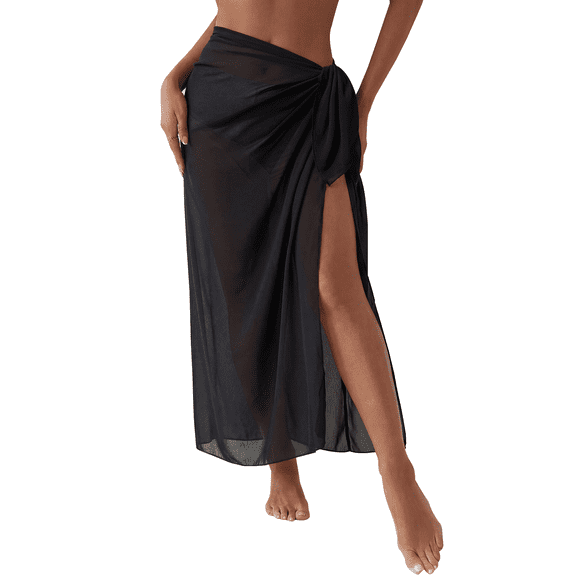 SHEWIN Womens Swimsuit Cover ups Sarong Wraps for Women Bikini Bathing Suit Cover Up Sarong Pareo Wraps Beach Coverup Black Sheer