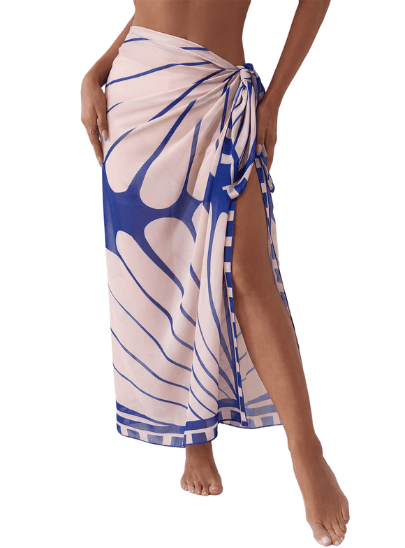 Womens Swimsuit Cover ups Sarong Wraps for Women Bikini Bathing Suit Cover Up Sarong Pareo Wraps Beach Coverup Blue Seashell