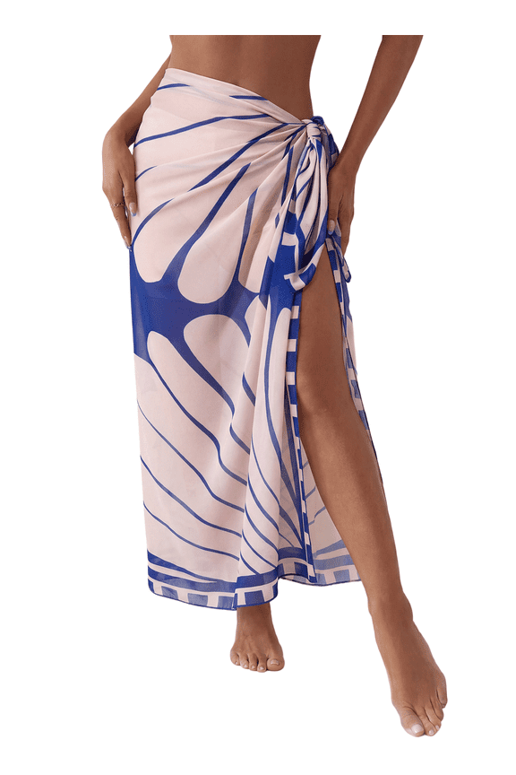 Womens Swimsuit Cover ups Sarong Wraps for Women Bikini Bathing Suit Cover Up Sarong Pareo Wraps Beach Coverup Blue Seashell