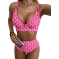 thumbnail image 1 of SHEWIN Womens Swimsuits Sets Bikinis Sets 2 Piece Tummy Control Bathing Suits High Waisted Swimwear Floral Swimming Suits Push Up Beach Vacation Outfits Rose Floral XL, 1 of 10