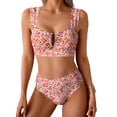 thumbnail image 1 of SHEWIN Womens Swimsuits U-Wire Cutout 2 Piece Bikini Set High Waisted Floral Print Summer Beach Swim Bathing Suits, 1 of 7