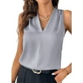 thumbnail image 1 of SHEWIN Womens Tank Tops Pleated V Neck Sleeveless Blouses Casual Flowy Dressy Summer Basic Vest Business Work Shirt, 1 of 8
