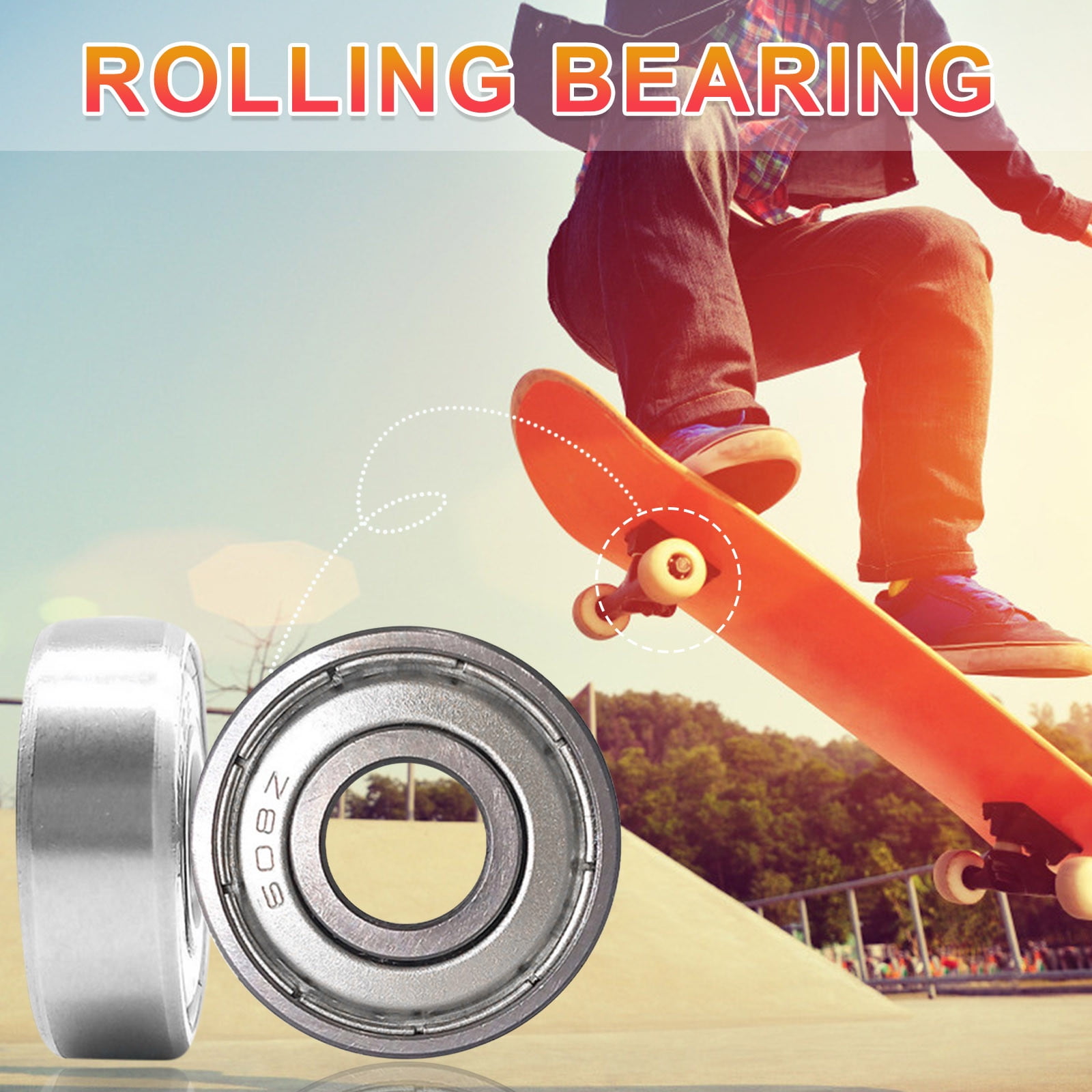 SHEYAGN 4Pcs 608Zz Ball Bearing Sealed Roller Skate Skateboard Long
