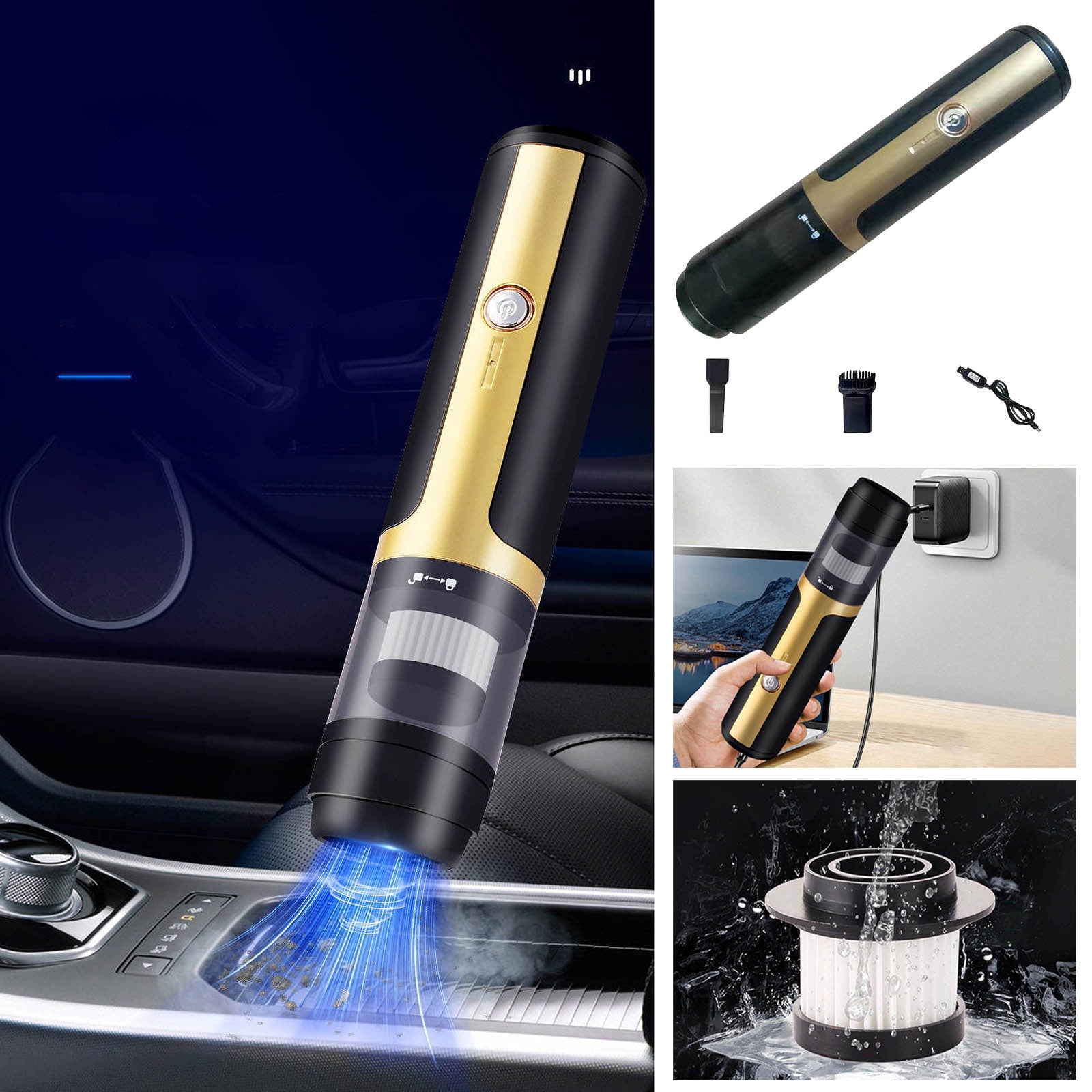 SHEYAGN Car Mounted Vacuum Cleaner, Small Handheld Wireless Charging