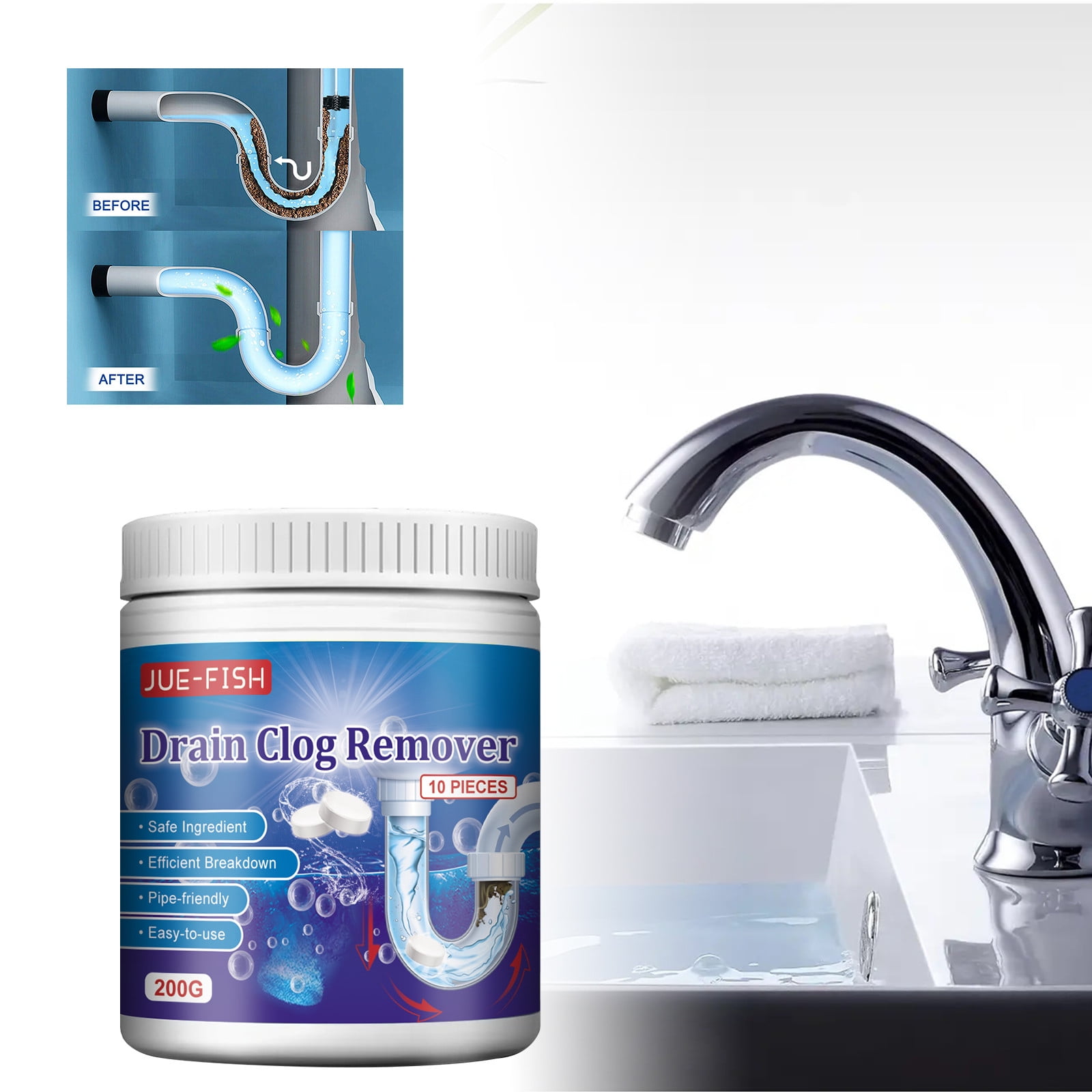 SHEYAGN Laundry Detergent Powder in Clearance Pipe Unclogger Powerful Dissolving Liquid Through