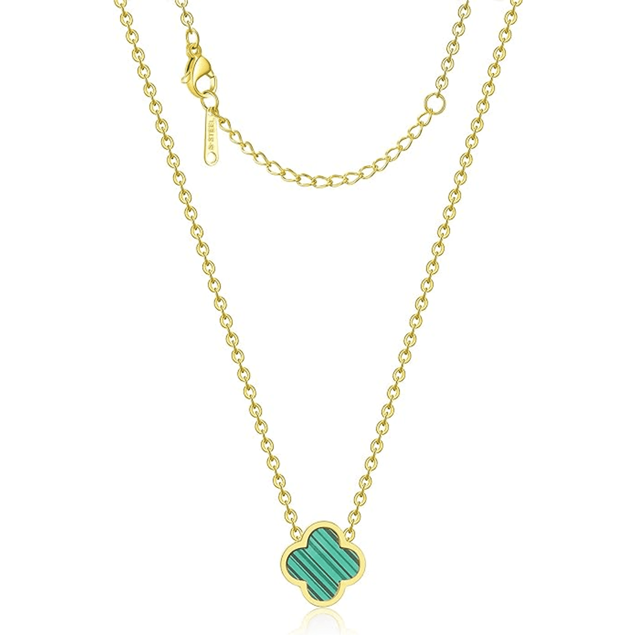 SHEZEMAO 18K Gold Plated Clover Necklace Clover Necklace Flower