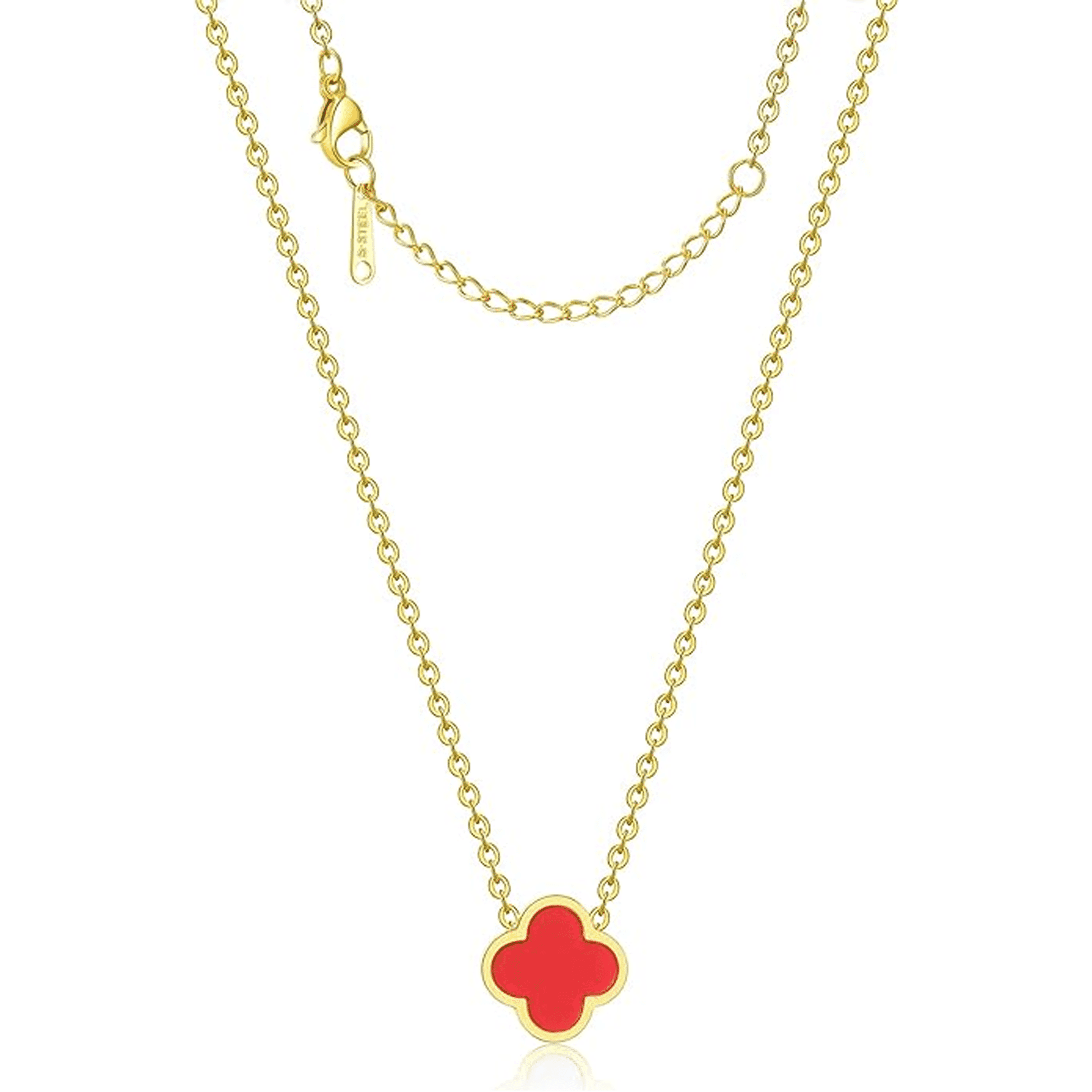 SHEZEMAO 18K Gold Plated Clover Necklace Clover Necklace Flower
