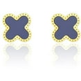 thumbnail image 1 of SHEZEMAO 18K Gold Plated Clover Stud Earrings Fashion Personality Jewelry for Women (Dark Blue), 1 of 7