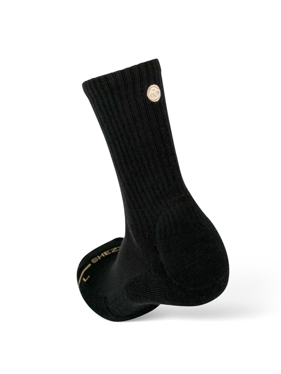 Socks - Anti-Blister Cushioned Heel Padded Sock - For Breaking in Boots, Dress Shoes, Sneakers - Breathable, Moisture Wicking Black Medium Crew Length - As Seen on TikTok