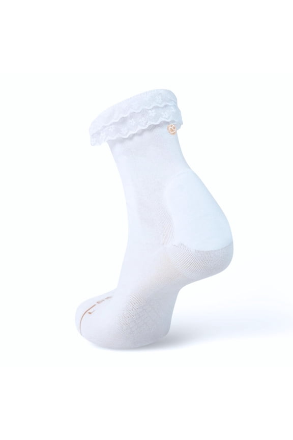 Socks - Anti-Blister Cushioned Heel Padded Sock - For Breaking in Boots, Dress Shoes, Sneakers - Breathable, Moisture Wicking White Large Lace Trim Sock - As Seen on TikTok