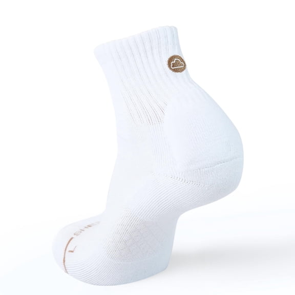 SHEZZA Socks - Anti-Blister Cushioned Heel Padded Sock - For Breaking in Boots, Dress Shoes, Sneakers - Breathable, Moisture Wicking White Medium Quarter Length - As Seen on TikTok