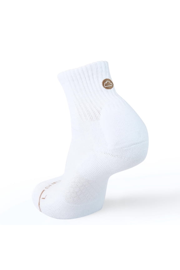 Socks - Anti-Blister Cushioned Heel Padded Sock - For Breaking in Boots, Dress Shoes, Sneakers - Breathable, Moisture Wicking White Medium Quarter Length - As Seen on TikTok