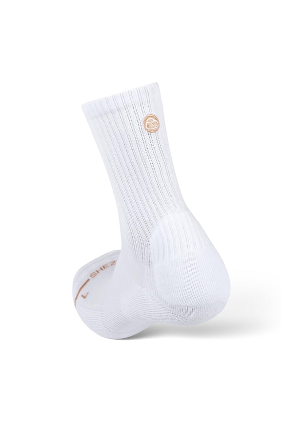 Socks - Anti-Blister Cushioned Heel Padded Sock - For Breaking in Boots, Dress Shoes, Sneakers - Breathable, Moisture Wicking White Small Crew Length - As Seen on TikTok