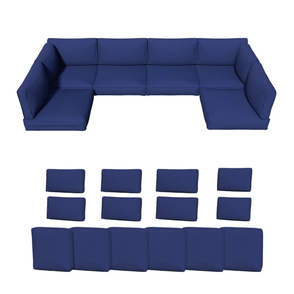 SHGJ&SOFT 14 Piece Outdoor Cushions for Patio Furniture Replacemen, Patio Sofa Couch Cushions Waterproof Slipcover Chair Seat Cover for Furniture Protector Cover for Backyard,Garden (Blue)
