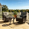 thumbnail image 1 of SHGJ&SOFT 3 Piece Patio Furniture Set, 2 Outdoor Swivel Rocking Chairs with Side Table, Thick Cushions Wicker Glider Chairs, All-Weather Brown Rattan Bistro Set for Porch, Deck, Pool, 1 of 11