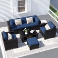 thumbnail image 1 of SHGJ&SOFT 7 Piece Patio Furniture Set, Wicker Outdoor Sectional Sofa with Washable Cushion Covers and Tempered Glass Table, Rattan Conversation Set for Poolside, Lawn, Balcony, 1 of 12