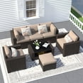 thumbnail image 1 of SHGJ&SOFT 7 Piece Patio Furniture Set, Wicker Outdoor Sectional Sofa with Washable Cushion Covers and Tempered Glass Table, Rattan Conversation Set for Poolside, Lawn, Balcony, 1 of 12
