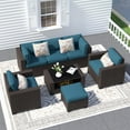 thumbnail image 1 of SHGJ&SOFT 7 Piece Patio Furniture Set, Wicker Outdoor Sectional Sofa with Washable Cushion Covers and Tempered Glass Table, Rattan Conversation Set for Poolside, Lawn, Balcony, 1 of 12