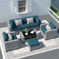thumbnail image 1 of SHGJ&SOFT 7 Piece Patio Furniture Set, Wicker Outdoor Sectional Sofa with Washable Cushion Covers and Tempered Glass Table, Rattan Conversation Set for Poolside, Lawn, Balcony, 1 of 12