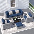 thumbnail image 1 of SHGJ&SOFT 7 Piece Patio Furniture Set, Wicker Outdoor Sectional Sofa with Washable Cushion Covers and Tempered Glass Table, Rattan Conversation Set for Poolside, Lawn, Balcony, 1 of 12