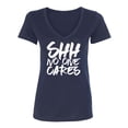 thumbnail image 1 of SHH NO ONE CARES Womens V-Neck T-Shirt, 1 of 2