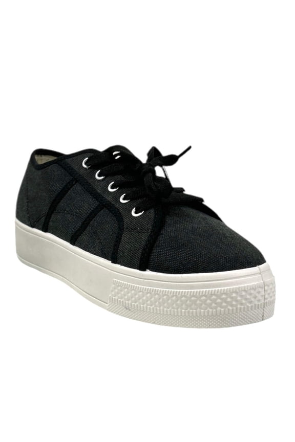 SHIANN Black Canvas High Wall Platform Lace Up Size 9 Women's Sneakers