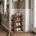 thumbnail image 1 of SHIBAILI 4-Tier Bamboo Folding Shoe Rack - No Assembly, Space-Saving(Tawny), 1 of 10