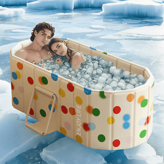 SHIBAILI 59'' Portable Ice/Hot Bath Tub Insulated Athlete Plunge Tub w/Cover,Inflation-Free for Home & Outdoor,Colorful