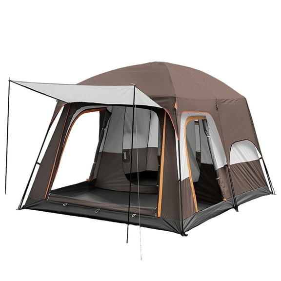 SHIBAILI 8 Person Family Camping Tent with Porch,Superb Ventilation,Waterproof&Dual-Use Spacious Tent for Backyard & Outdoor,Brown