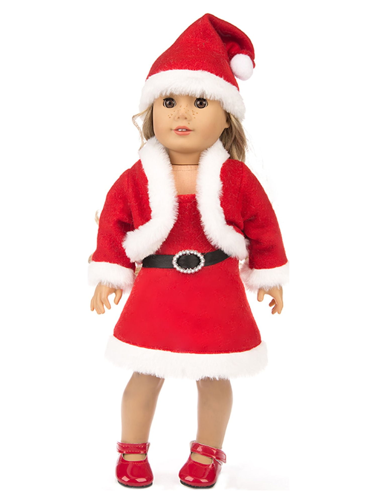 SHIBAOZI 18 inch Christmas Doll Outfit Dress Clothes with Hat Accessories Lot For American Girl Our Generation My Life Doll