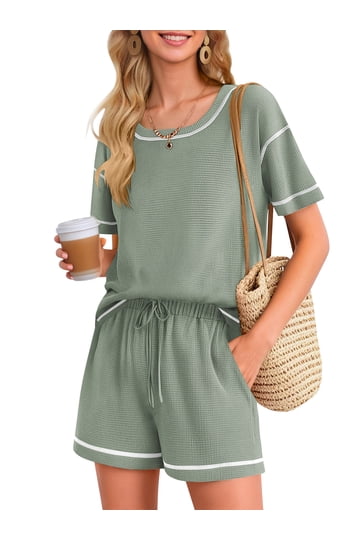 ladies dress shorts sets Amazon.com: LovelyWholesale 2 Piece Sets for Women Summer Split Ribbed Tube Tops and Shorts Sets Apricot N Small : Clothing, Shoes & Jewelry