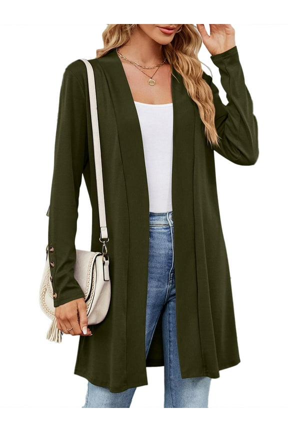 Cardigan for Womens Classic Kimono Long Sleeve Cardigan Casual Open Front knit Solid Color Cardigan Lightweight Sweaters Coat Soft Outwear