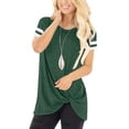 thumbnail image 1 of SHIBEVER Casual Short Sleeve T Shirts for Women Cute Twist Knotted Blouses Summer Tunics Tops Green, 1 of 6