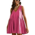 thumbnail image 1 of SHIBEVER Dresses for Women Summer Casual Dress Sleeveless Mini Beach Dresses for Womens Clothes V Neck Swing Dress with Pocket, 1 of 7