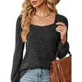 thumbnail image 1 of SHIBEVER Fall Sweaters for Women Long Sleeve Shirts Casual Lightweight Square Neck Tops Loose Fit Tunic Pullover Trendy Knit Ribbed Tshirt Size XL, 1 of 5