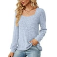 thumbnail image 1 of SHIBEVER Fall Sweaters for Women Long Sleeve Shirts Casual Lightweight Square Neck Tops Loose Fit Tunic Pullover Trendy Knit Ribbed, 1 of 1