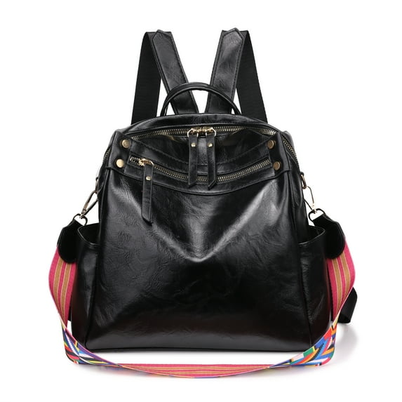 SHIBEVER Fashion Cute Shoulder Bags for Women PU Leather Work Ladies Small Backpack Purse Black