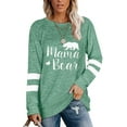 thumbnail image 1 of SHIBEVER Fashion Workout Round Neck Stripe T-Shirts For Women Fall Long Sleeve Cute Printed Tunics Tops Blouses Green, 1 of 4