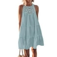 thumbnail image 1 of SHIBEVER Halter Dresses for Women Summer Sleeveless A-Line Tiered Swing Sundress for Womens Clothes Mini Dress Casual Hollow Out Beach Vacation Lace Crochet Babydoll Dresses, 1 of 9