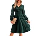 thumbnail image 1 of SHIBEVER Long Sleeve Dress for Women V Neck Comfy Shirt Dress Fashion Sheer Sleeves Elegant Green Mini Dresses for Lady Size S, 1 of 5