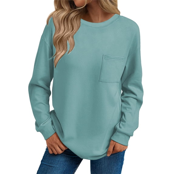 SHIBEVER Long Sleeve Shirts for Women Fall Shirts for Womens Tops Trendy Crew Neck Womens Long Sleeve Tops Autumn Comfy Winter Clothes Light Green XXL