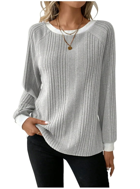 Long Sleeve Shirts for Women Autumn Shirts for Women Tunic Womens Tops Lightweight Trendy Women Fall Tops Winter Clothes Grey M
