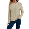 thumbnail image 1 of SHIBEVER Long Sleeve Shirts for Women Fall Tops for Womens Tops Lightweight Sweater Womens Fall Shirt Comfy Winter Clothes T Shirts Beige M, 1 of 9