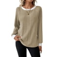 thumbnail image 1 of SHIBEVER Long Sleeve Shirts for Women Fall Womens Tops Crew Neck Lightweight Sweater Pullover Basic Tunic Winter Clothes Coffee L, 1 of 1