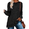 thumbnail image 1 of SHIBEVER Long Sleeve Tops For Women Fall Round Neck T Shirts Fashion Workout Split Tunics Tops Casual Cute Loose Fit Pullover Tops Blouses Black, 1 of 5