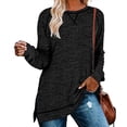thumbnail image 1 of SHIBEVER Long Sleeve Tops For Women Fall Round Neck T Shirts Fashion Workout Split Tunics Tops Casual Cute Loose Fit Pullover Tops Blouses Black, 1 of 5